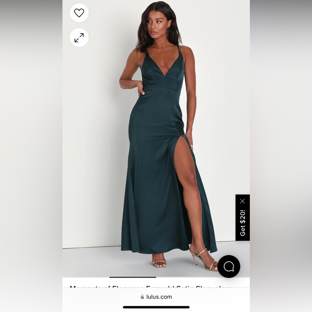 NWT Lulus emerald satin with lace maxi gown